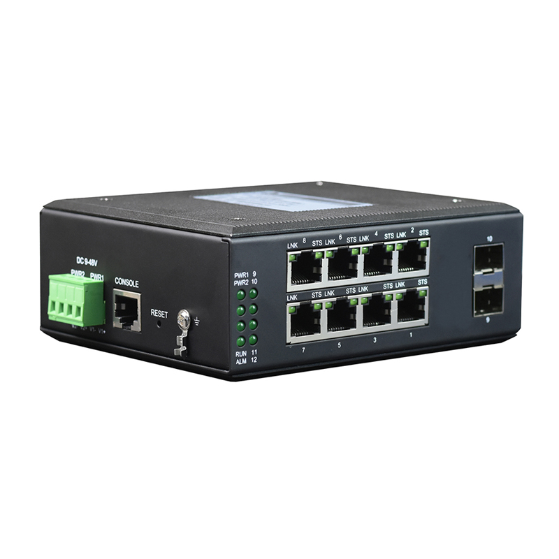 Managed DIN-Rail 8 Port Gigabit Industrial Network Switch With 2 SFP