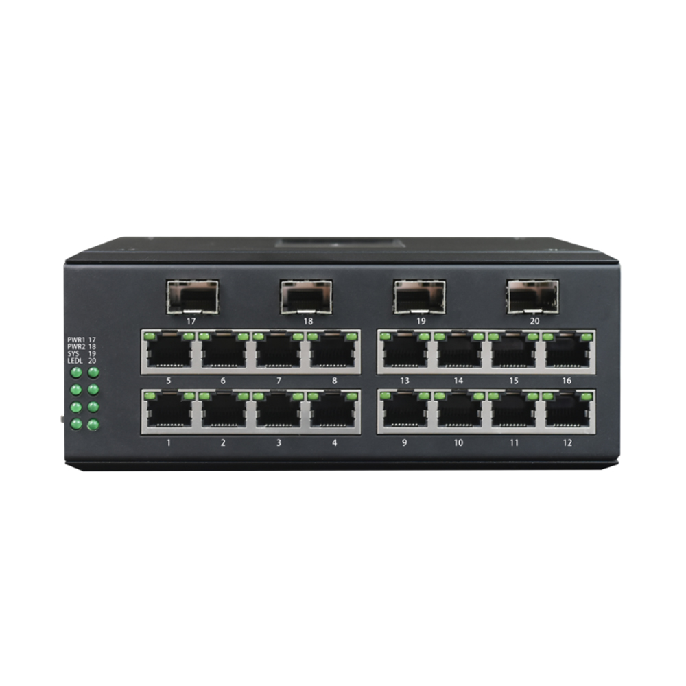 Managed Din-Rail 16-Port Gigabit Ethernet + 4-Port Gigabit SFP Industrial Switch