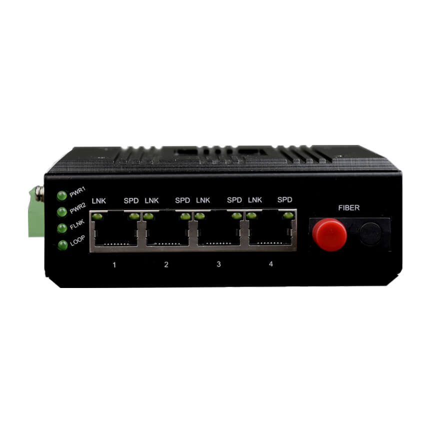 Industrial 4-Port 100M Ethernet to Optical Converter (AC220V Power Internal)