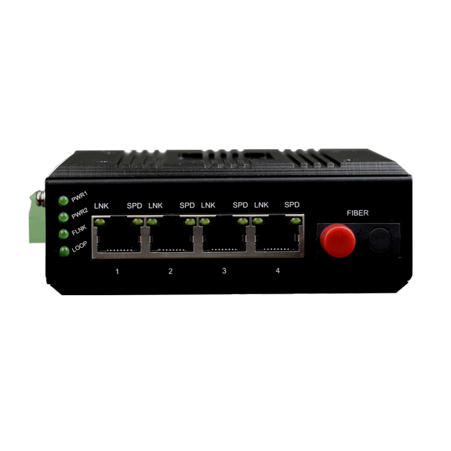 Industrial 4 Port 100M Ethernet to 100M Fiber Optical Media Converter