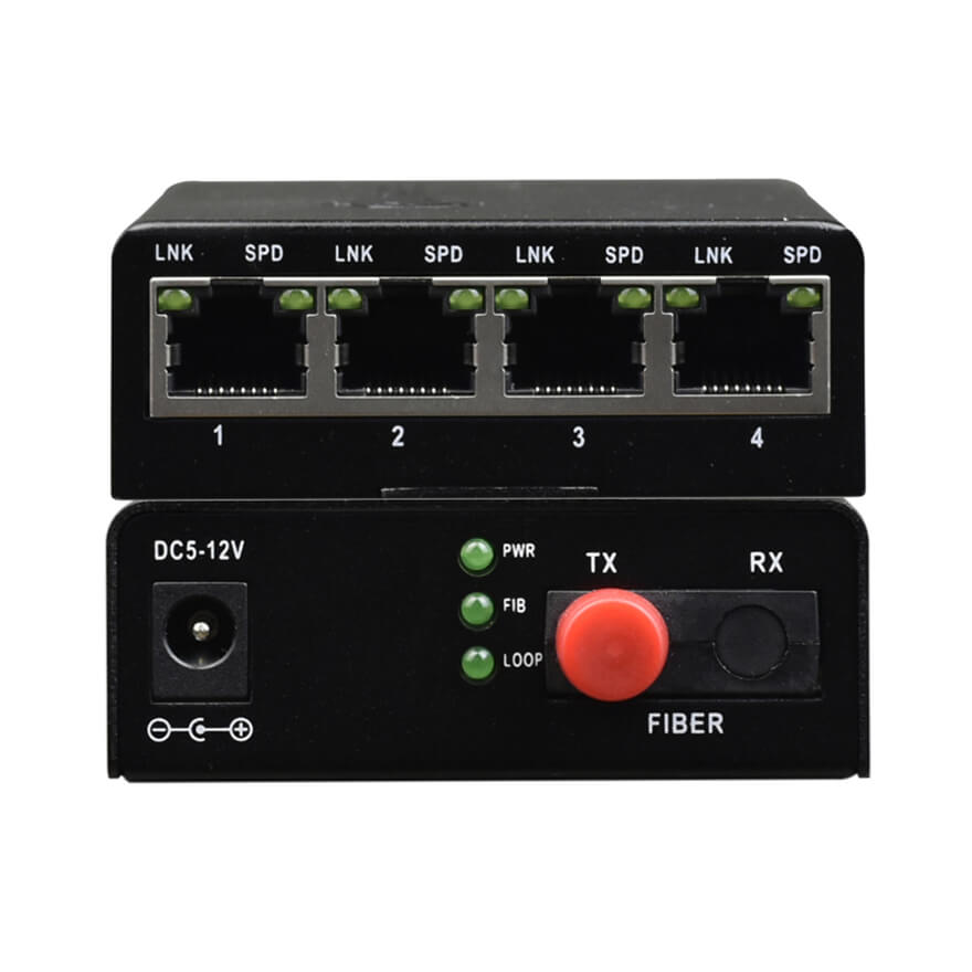 4 Port Gigabit Ethernet Fiber Media Converter