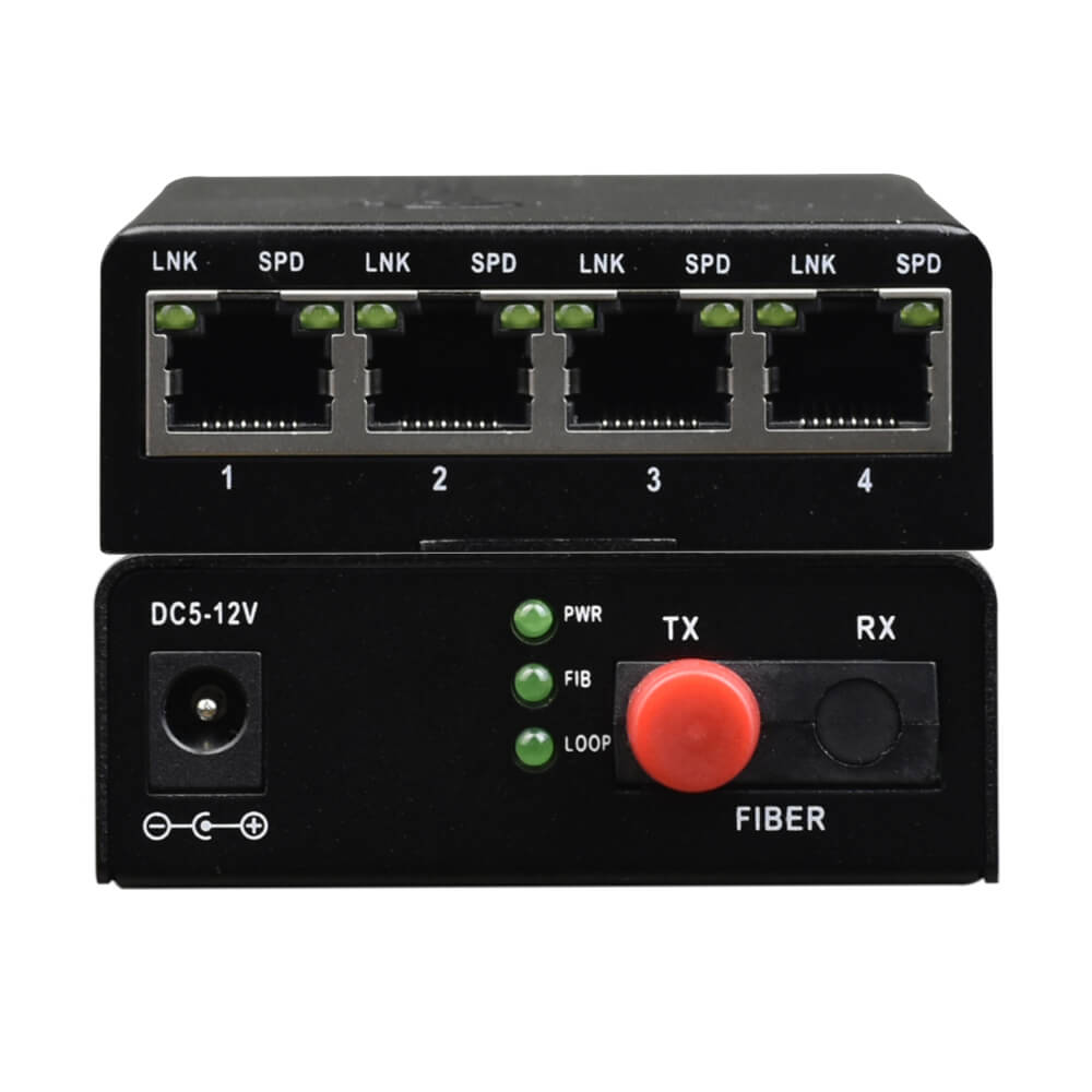 4-Port 10/100M Ethernet to Optical Media Converter