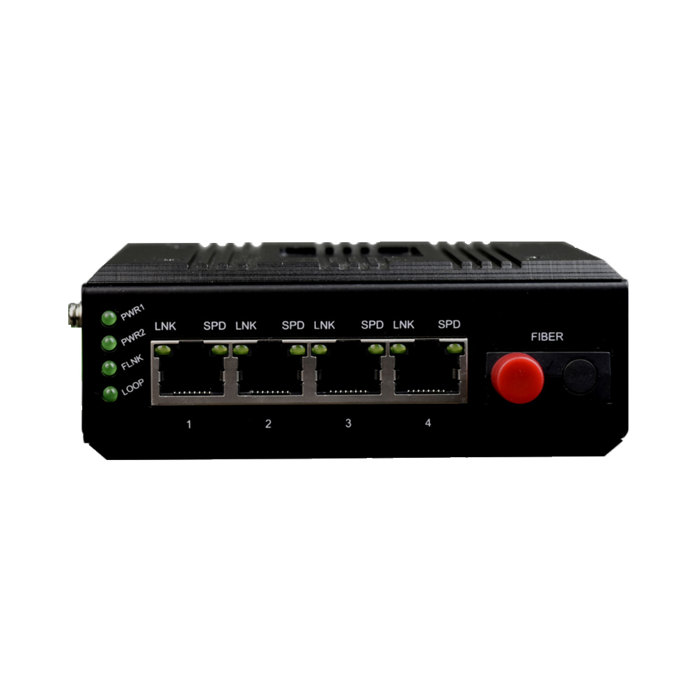 Industrial 4-Port 100M Ethernet to Optical Converter (AC220V Power Internal)