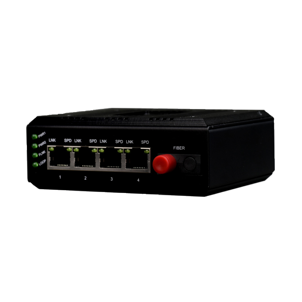 Industrial 4-Port 100M Ethernet to Optical Converter (AC220V Power Internal)