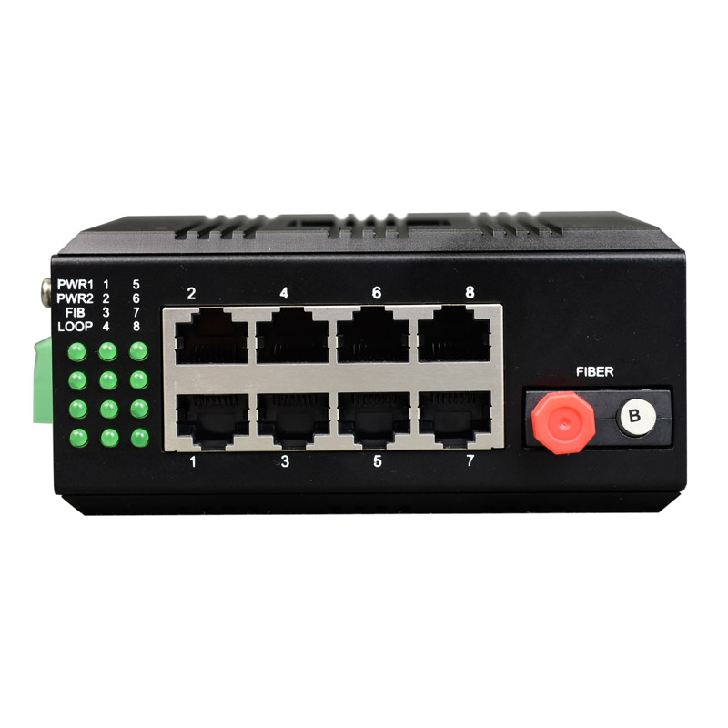 Convertisseur de média fibre optique industriel 8/10base-T à 100 ports