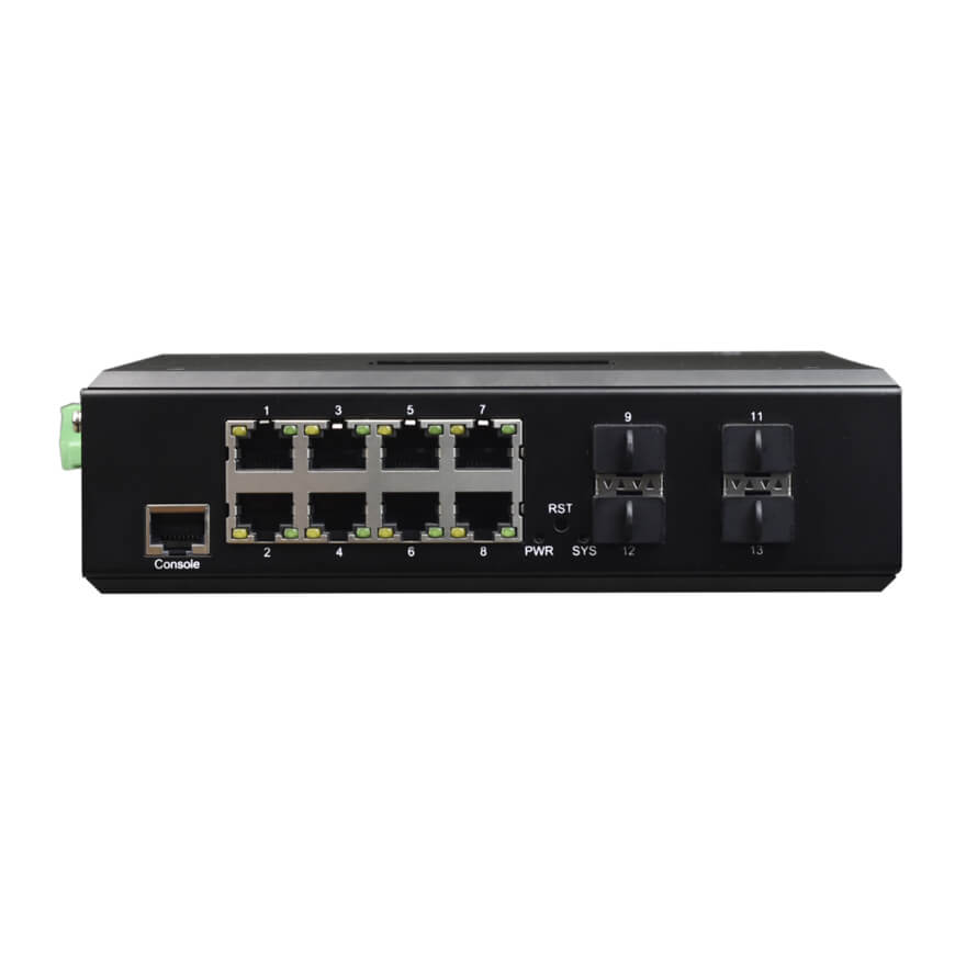 L3 Managed Din-Rail 8-Port Gigabit Ethernet + 4-Port 10G SFP Industrial Switch