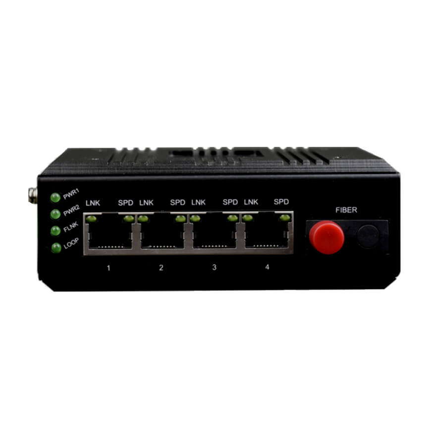 Din Rail 4 Port 10/100M Ethernet Fiber Media Converter (Physical Isolation)
