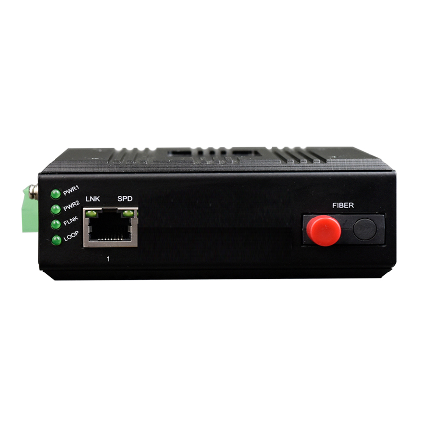 Industrial Rail Gigabit Ethernet to Fiber Media Converter | Dual DC/AC220V Power Internal