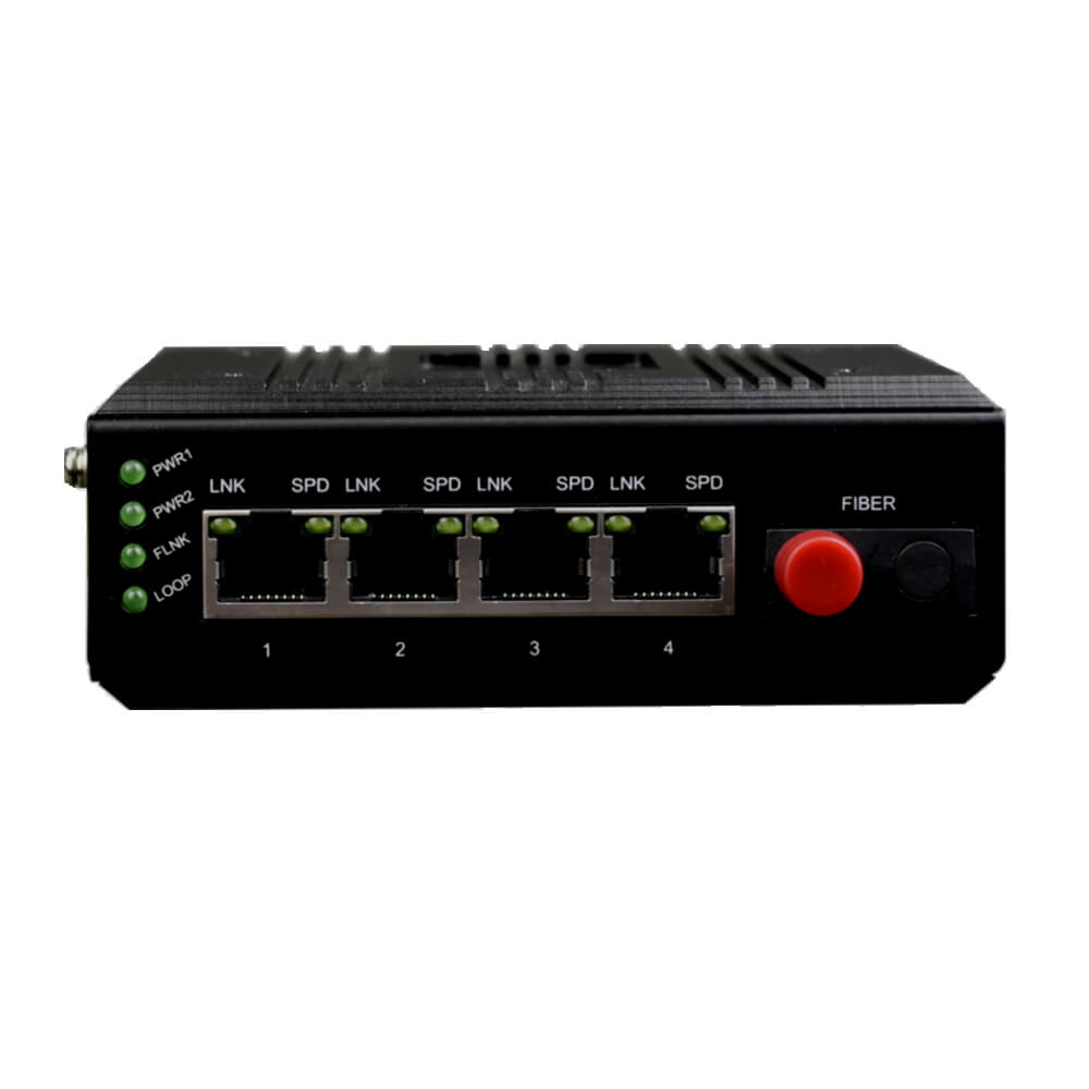 Industrial 4-Port Gigabit Ethernet to Fiber Media Converter