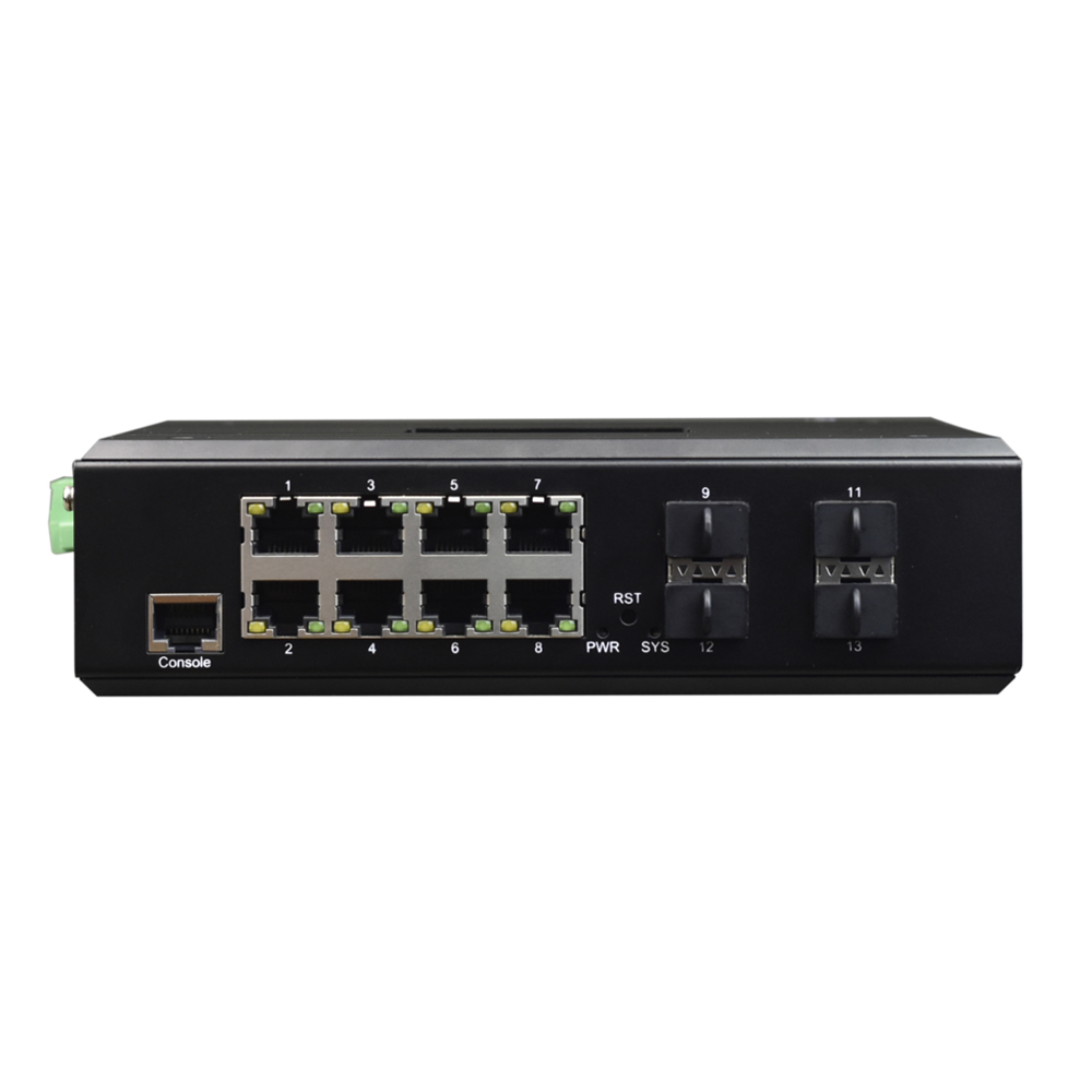 L3 Managed Din-Rail 8-Port Gigabit Ethernet + 4-Port 10G SFP Industrial Switch