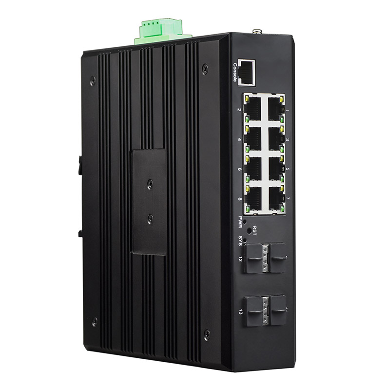 L3 Managed Din-Rail 8-Port Gigabit Ethernet + 4-Port 10G SFP Industrial Switch