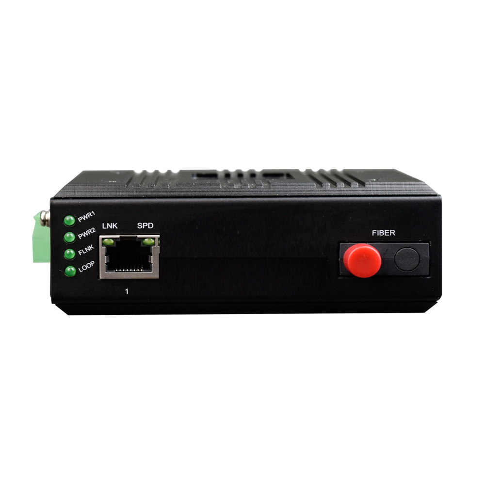 Industrial Rail 1 Port FE Fiber Media Converter | Dual DC/AC220V Power Internal