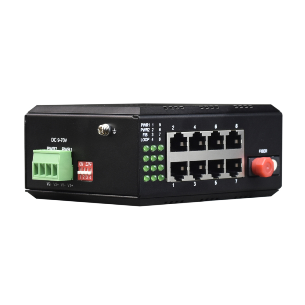8-Port 10/100base-T Industrial Fiber Media Converter