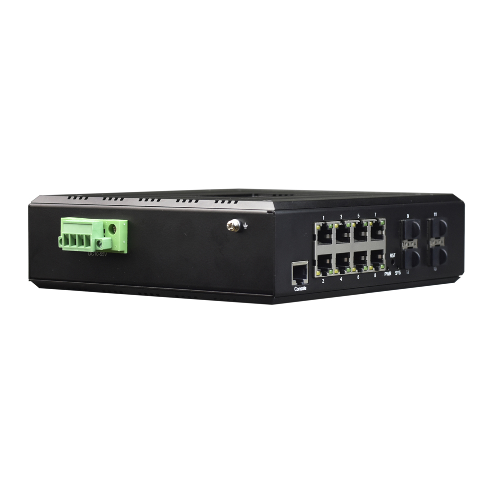 L3 Managed Din-Rail 8-Port Gigabit Ethernet + 4-Port 10G SFP Industrial Switch