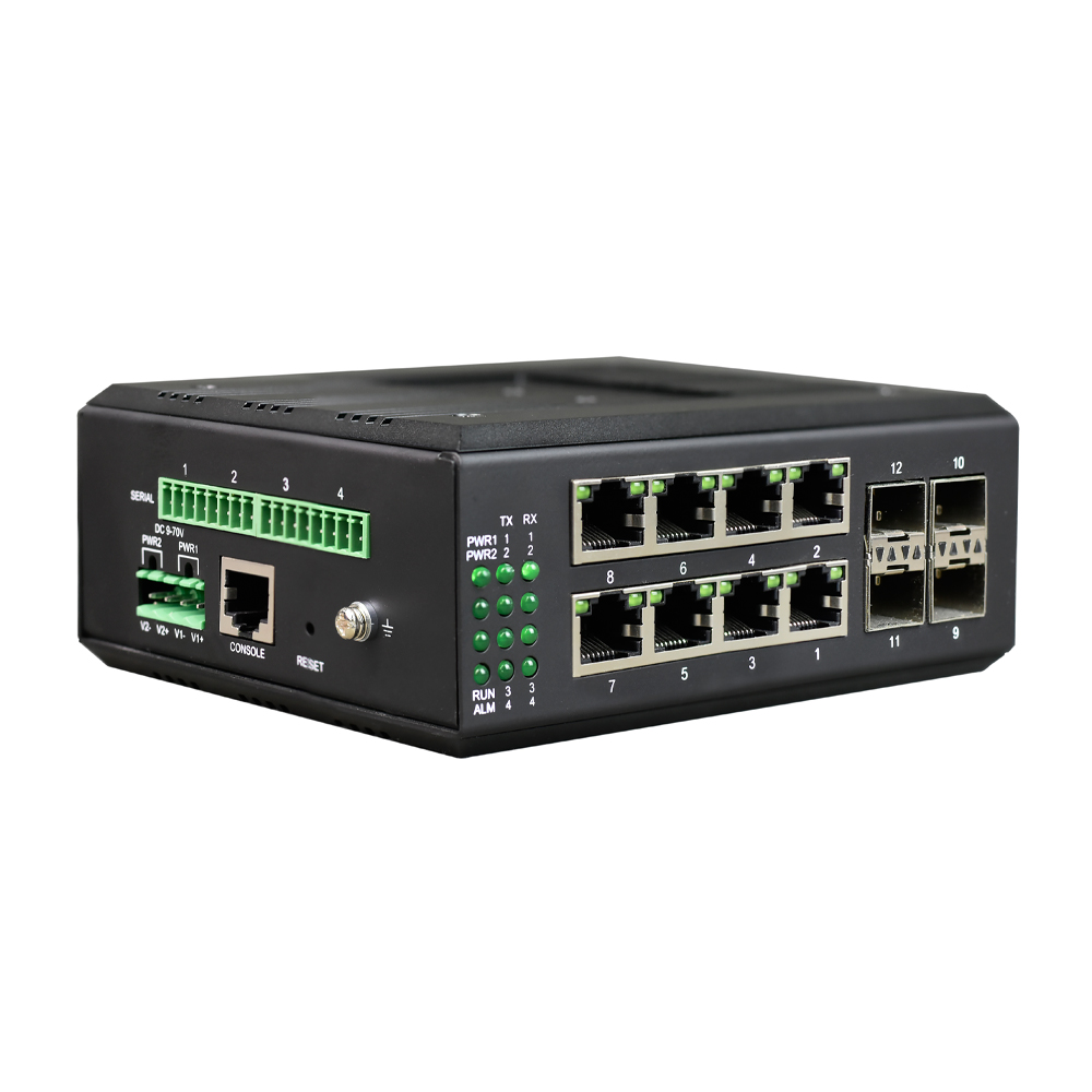 Управляемый промышленный коммутатор Din-Rail с 8 портами Gigabit Ethernet + 4 портами Gigabit SFP + 4 портами Serial