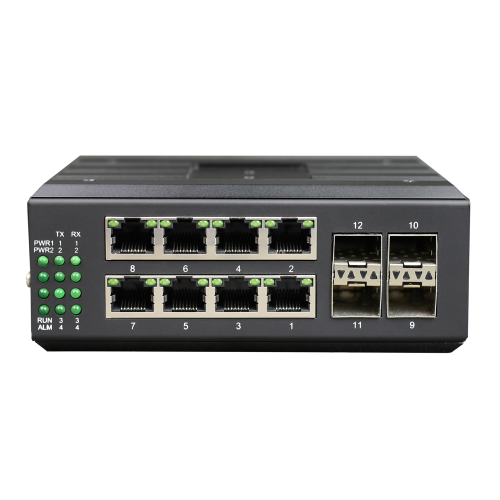 Managed Din-Rail 8-Port Gigabit Ethernet + 4-Port Gigabit SFP + 4-Port Serial Industrial Switch