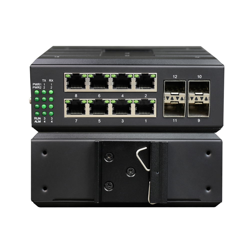 Managed Din-Rail 8-Port Gigabit Ethernet + 4-Port Gigabit SFP + 4-Port Serial Industrial Switch