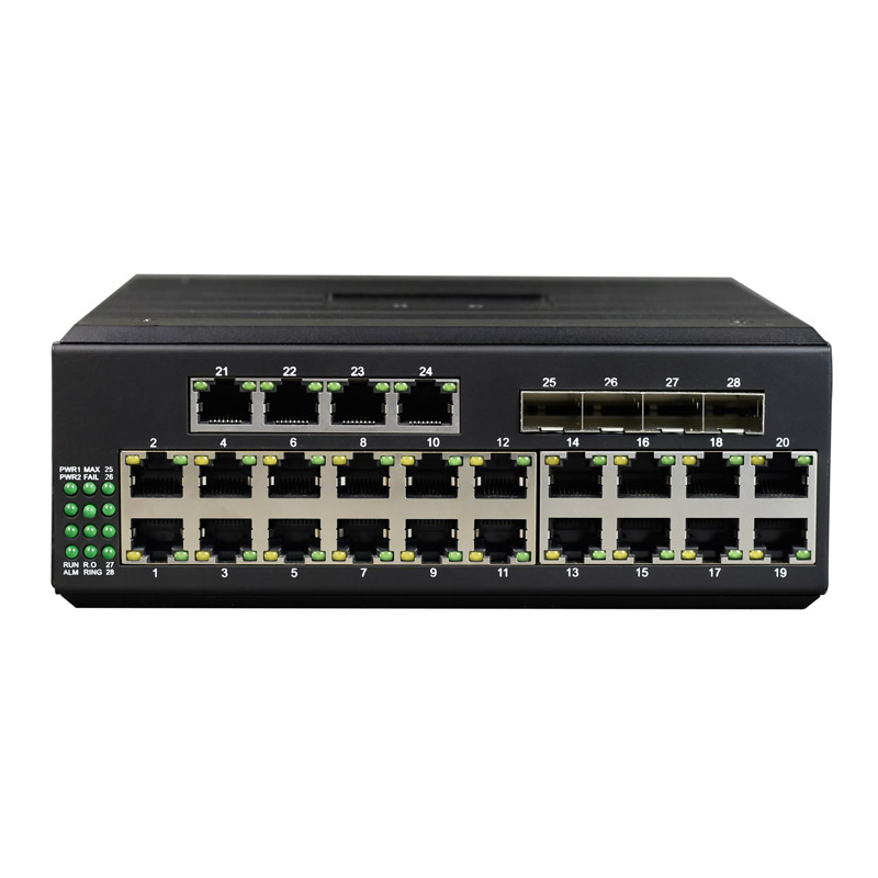 Managed Din-Rail 24-Port Gigabit Ethernet + 4-Port Gigabit SFP Industrial Switch