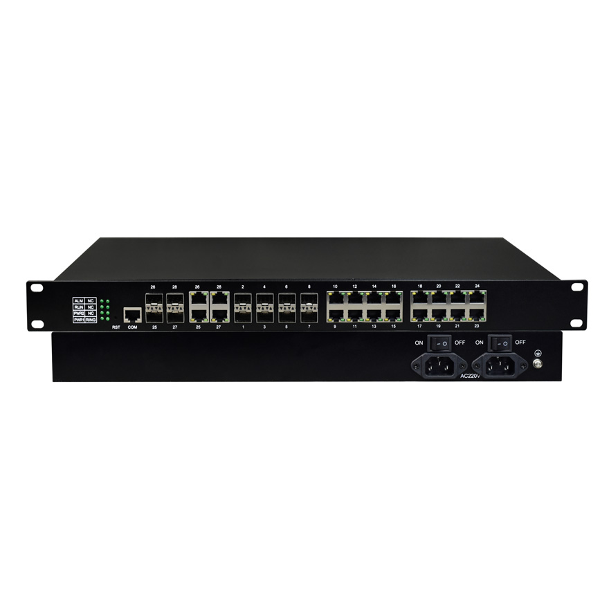 Managed 16-Port Gigabit Ethernet + 8-Port Gigabit SFP + 4-Port Gigabit Ethernet/SFP Combo Industrial Switch