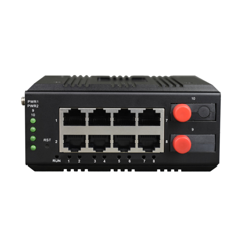 Managed Din-Rail 8-Port 10/100/1000Base-T + 2-Port 1000Base-FX (SFP) Industrial Switch (RSTP Ring Network)