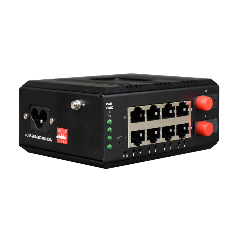 Managed Din-Rail 8-Port 10/100/1000Base-T + 2-Port 1000Base-FX (SFP) Industrial Switch (RSTP Ring Network)