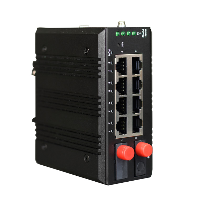 Managed Din-Rail 8-Port 10/100/1000Base-T + 2-Port 1000Base-FX (SFP) Industrial Switch (RSTP Ring Network)