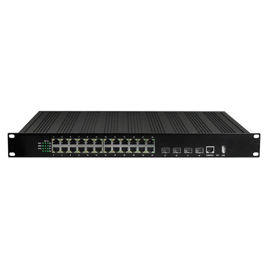 Layer 3 Managed 24-Port Gigabit Ethernet + 4-Port 10G SFP Industrial Switch