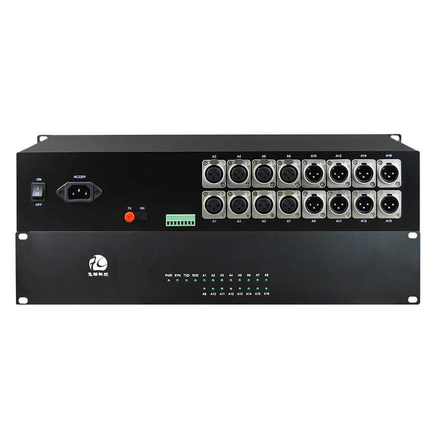 Convertisseur audio XLR sur fibre optique 16 canaux