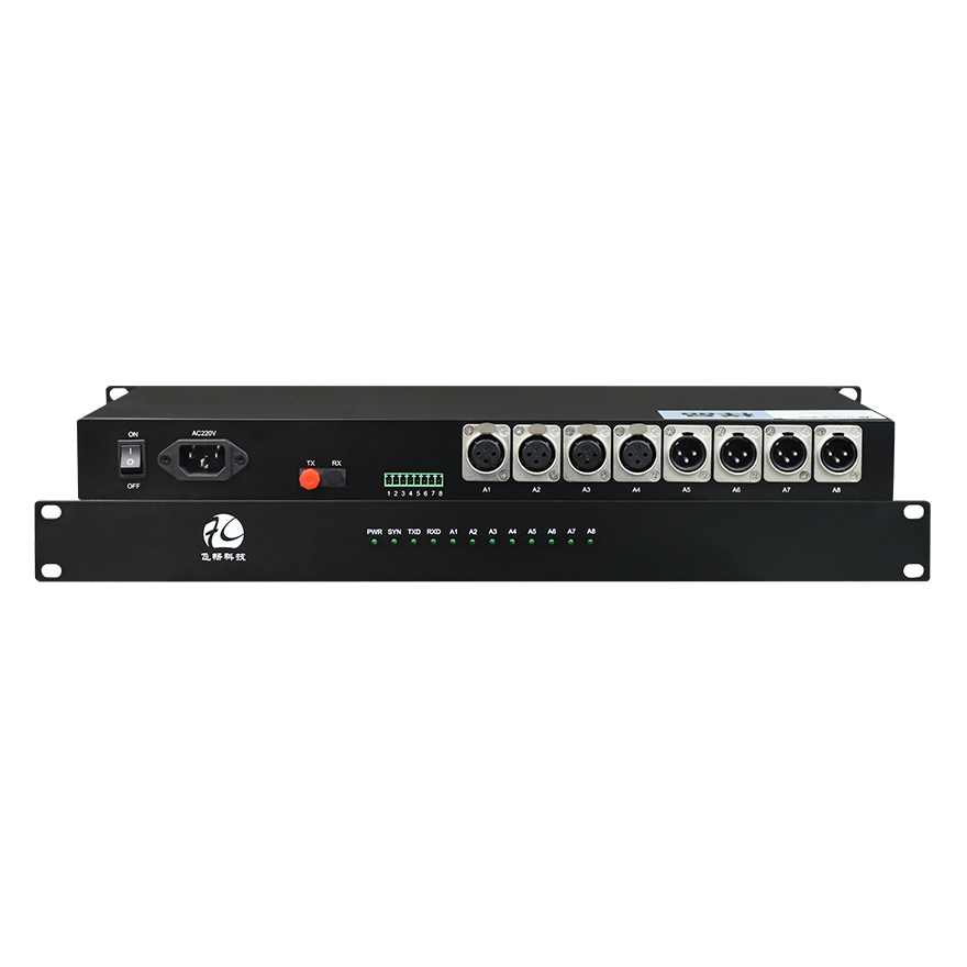 Convertisseur audio XLR vers fibre optique 8 canaux
