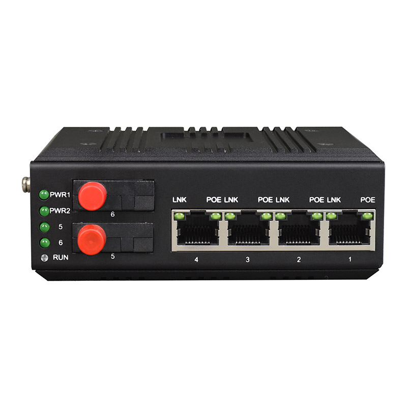 Managed Din-Rail 4-Port Gigabit Ethernet 802.3af/at POE + 2-Port Gigabit Optic Industrial Switch