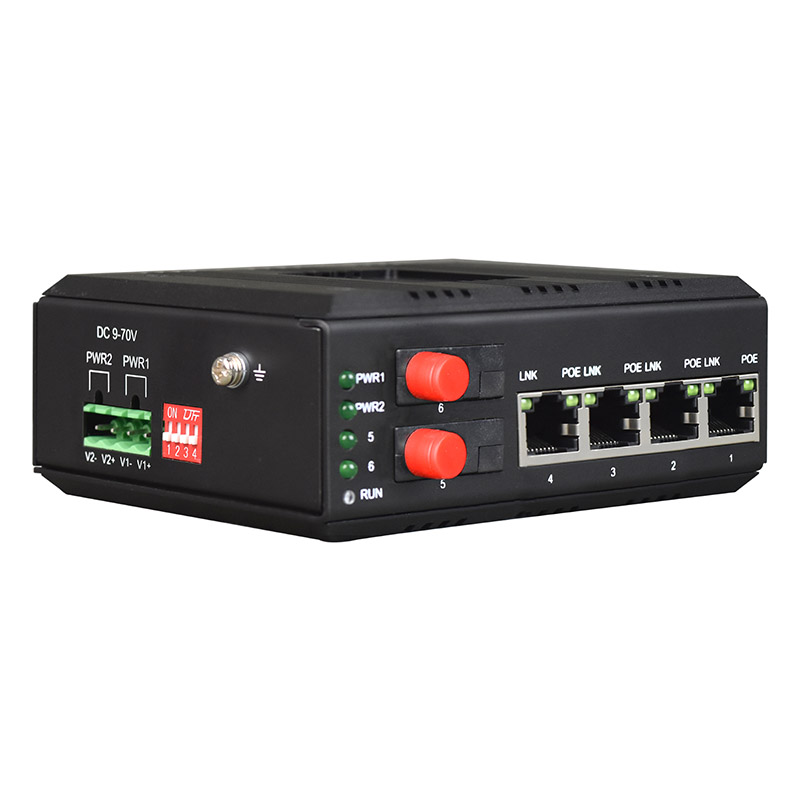 Managed Din-Rail 4-Port Gigabit Ethernet 802.3af/at POE + 2-Port Gigabit Optic Industrial Switch