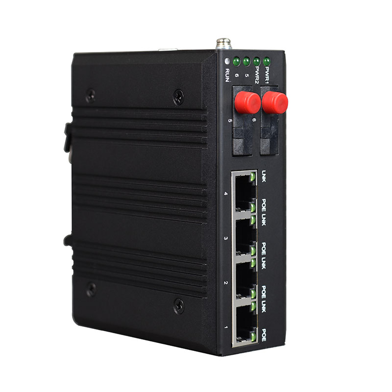 Managed Din-Rail 4-Port Gigabit Ethernet 802.3af/at POE + 2-Port Gigabit Optic Industrial Switch