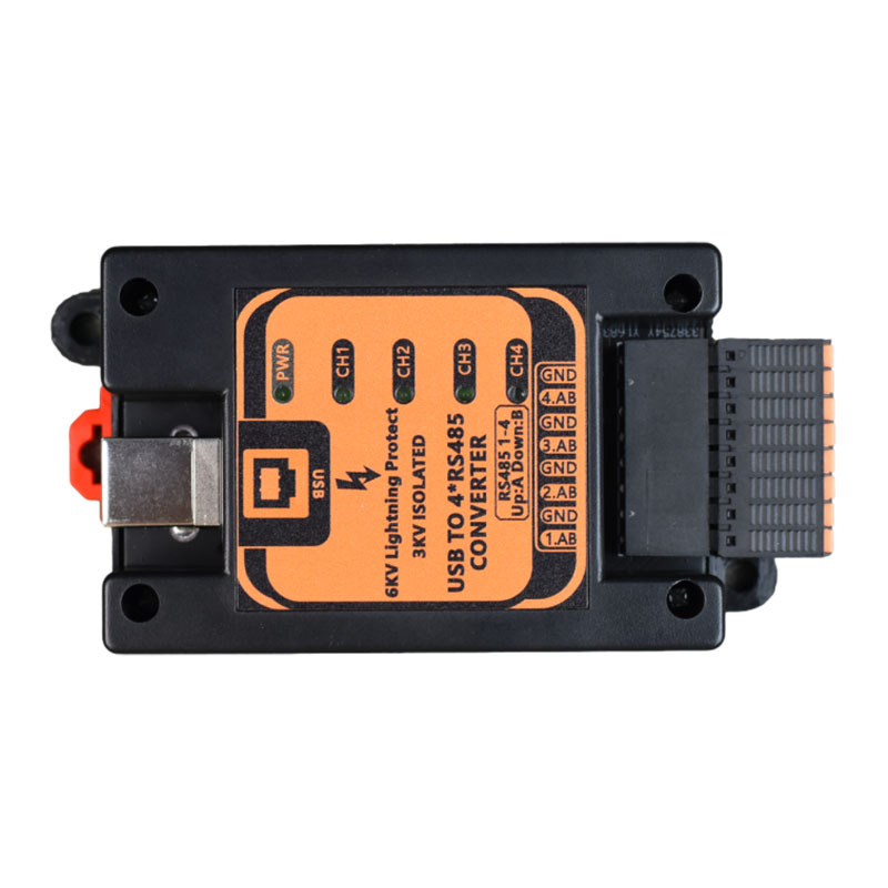 Industrial USB to 4-Port RS485 Converter (3KV isolation/6KV lightning protection)