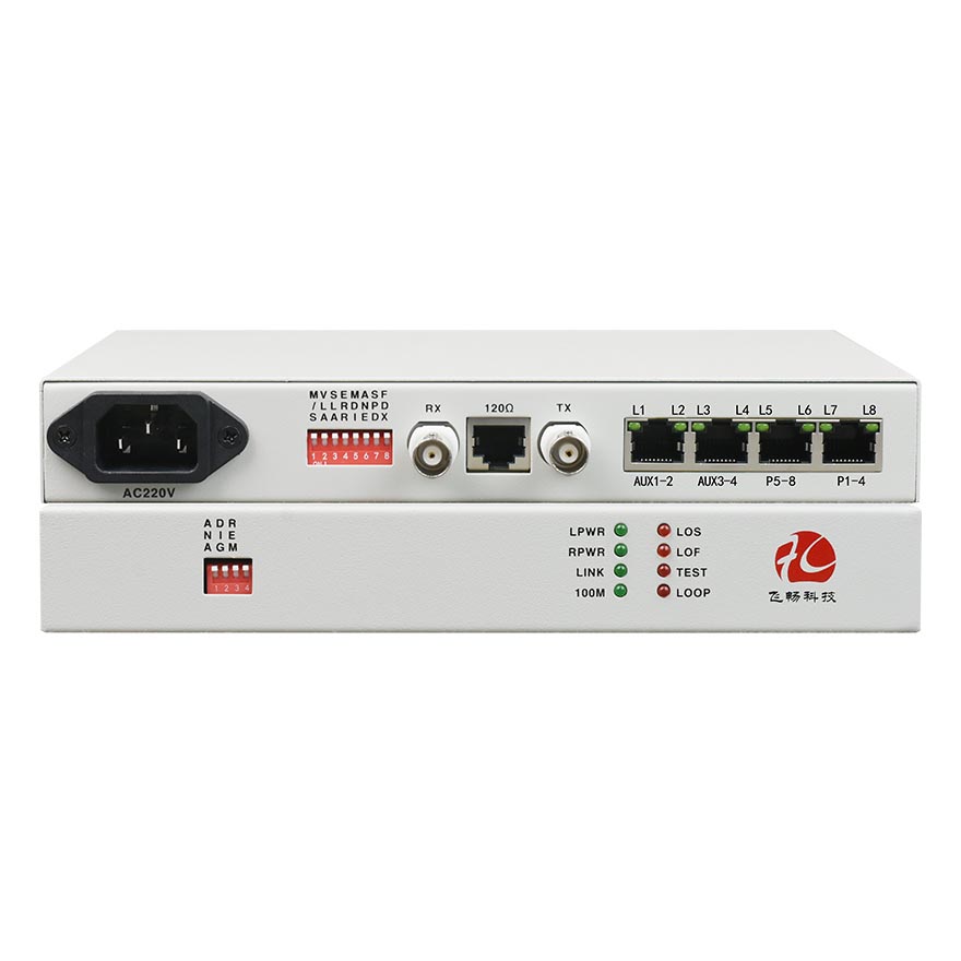 8*Telephone + 4*RS232 over E1 PCM Multiplexer (Desktop Type)