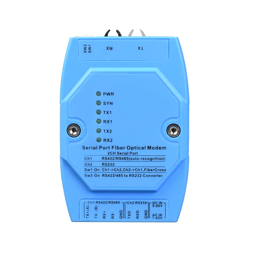 Industrial 1-Port Serial to Plastic Optical Fiber Converter