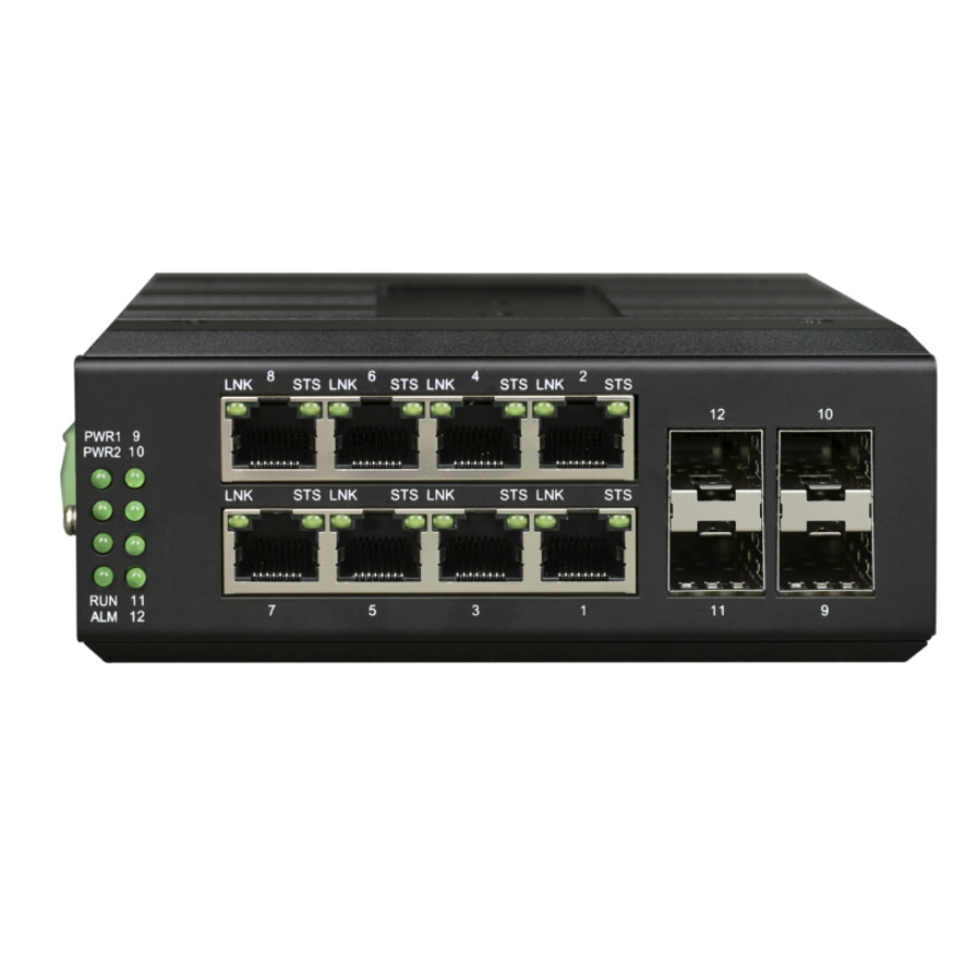 Sakelar Jaringan Listrik Gigabit 8* + Optik SFP 4* Tipe Rel Industri Terkelola Lite FCM-G8Q4