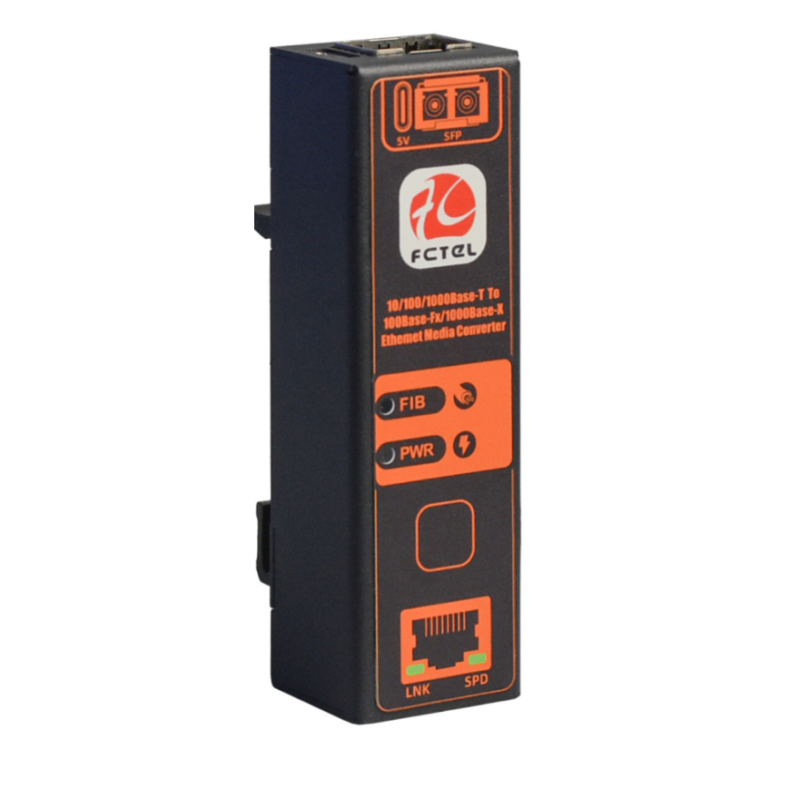 Din Rail Lipstick Type 1*GE to 1*FE/GE Adaptive Optical  Media Converter