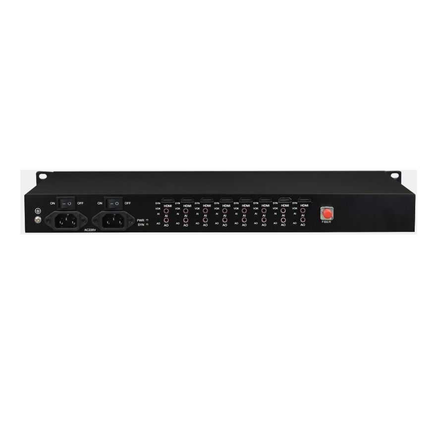 Rack-mounted 8-channel 2K 60Hz HDMI  (with independent bidirectional audio) Optical Fiber Converter FCVH-H8b