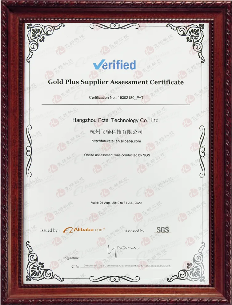 SGS Gold Plus Supplier Assessment Certificate
