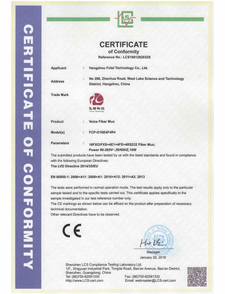CE Certificate of Conformity