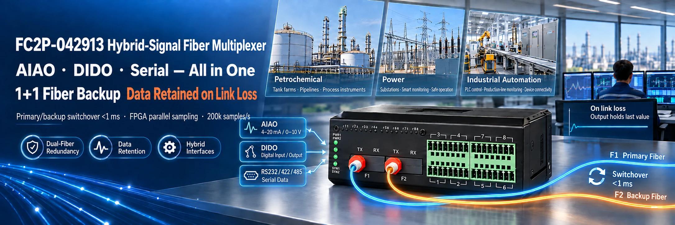 FC2P-042913 hybrid-signal fiber multiplexer