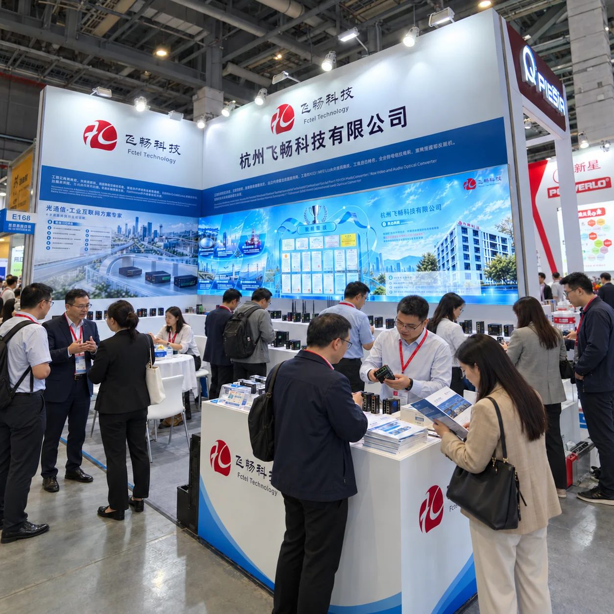 Visitors and product discussions at the FCTEL CIIF exhibition booth
