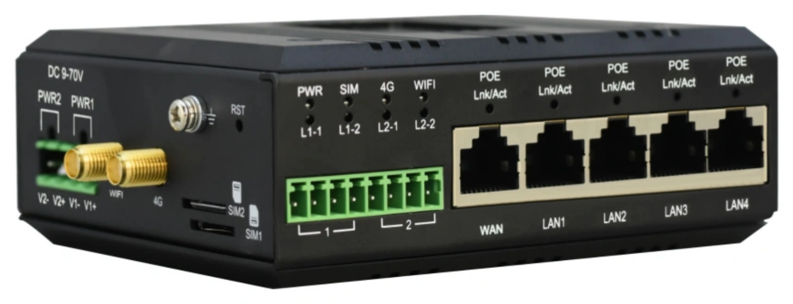 5-Port, 2-Serial Industrial Cellular Gateway (4G / 5G RedCap)