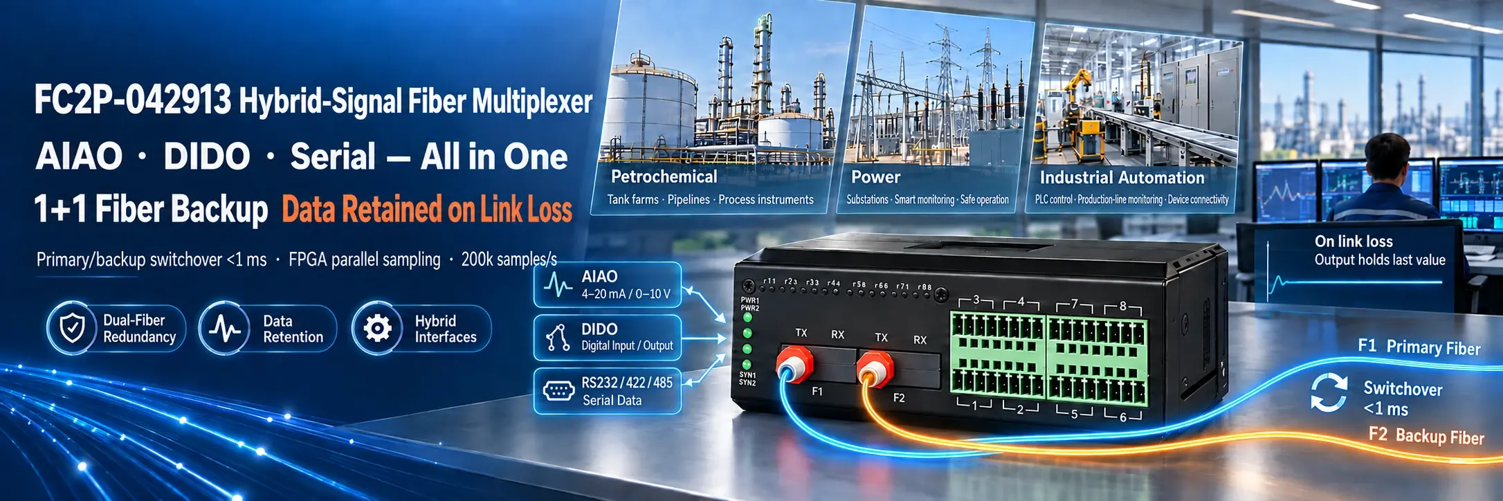 FC2P-042913 hybrid-signal fiber multiplexer
