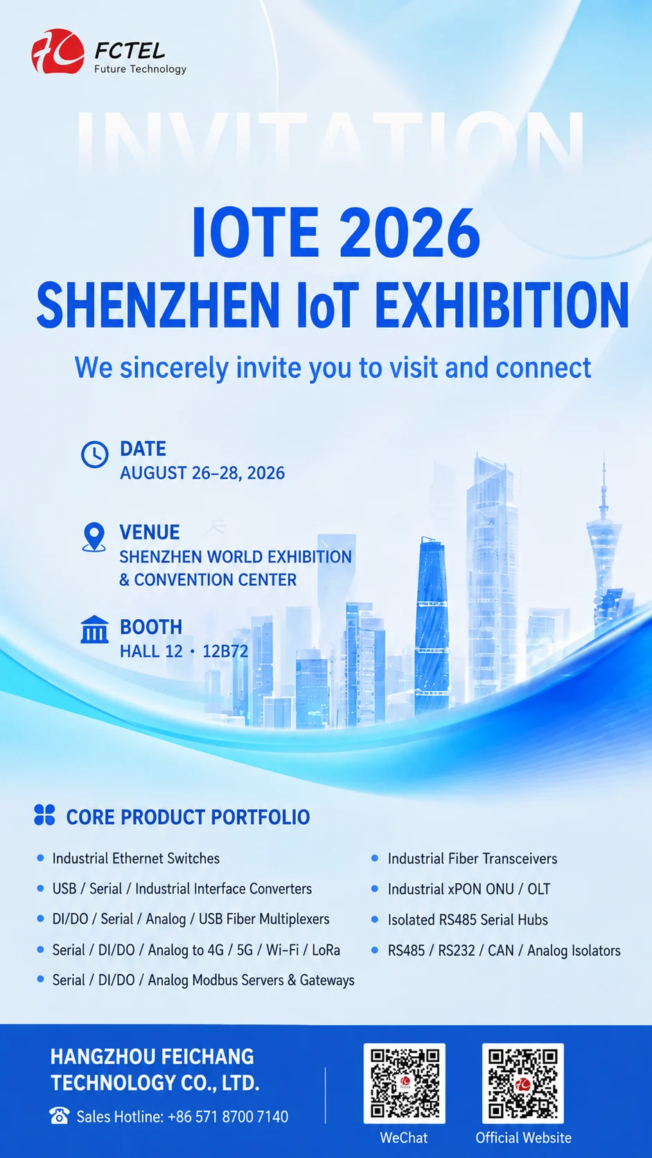Meet FCTEL at IOTE 2026 Shenzhen: Explore New Opportunities in Industrial Communications Meet FCTEL at IOTE 2026 Shenzhen: Explore New Opportunities in Industrial Communications