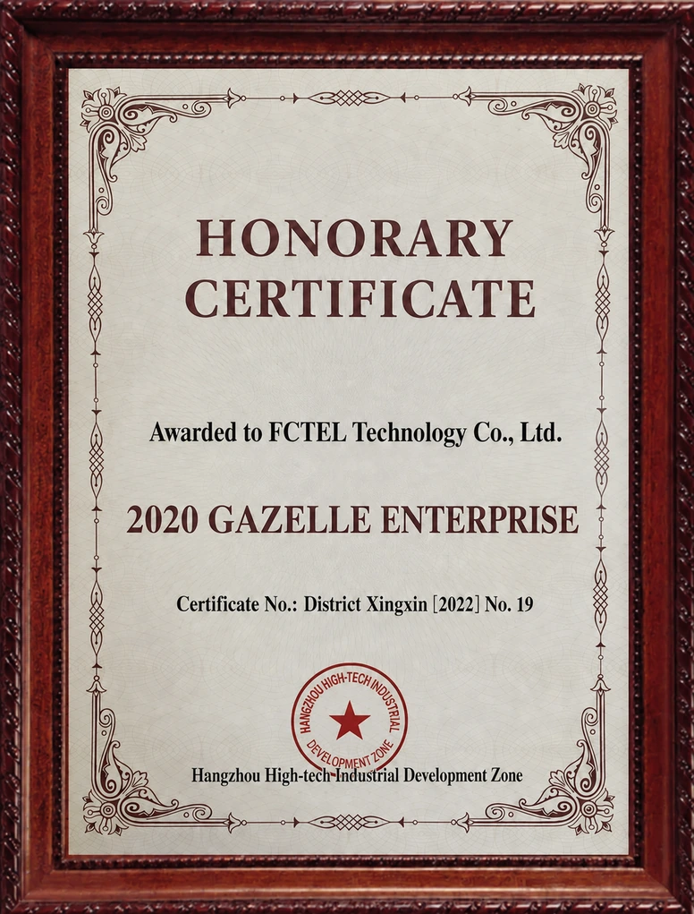 Warmly celebrate FCTEL Technology Co., Ltd. for being awarded the title of Gazelle Enterprise in 2020! Warmly celebrate FCTEL Technology Co., Ltd. for being awarded the title of Gazelle Enterprise in 2020!