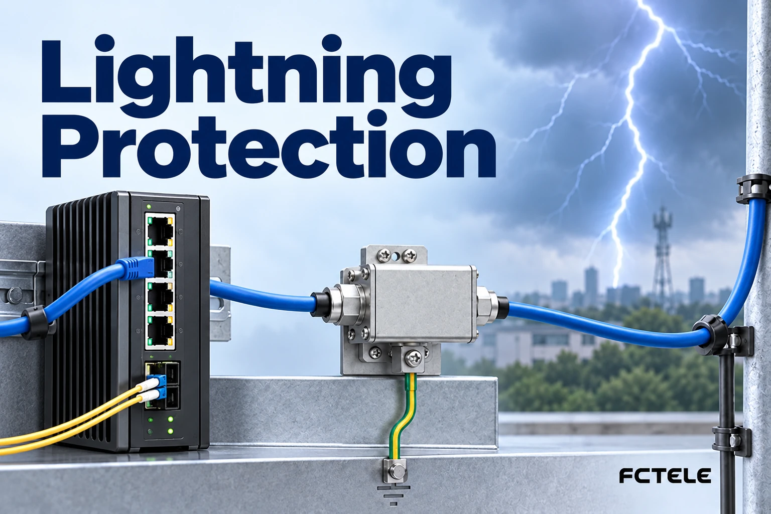 How Industrial Switches Resist Lightning: Surge Paths, Equipotential Bonding, and the Limits of Fiber Isolation