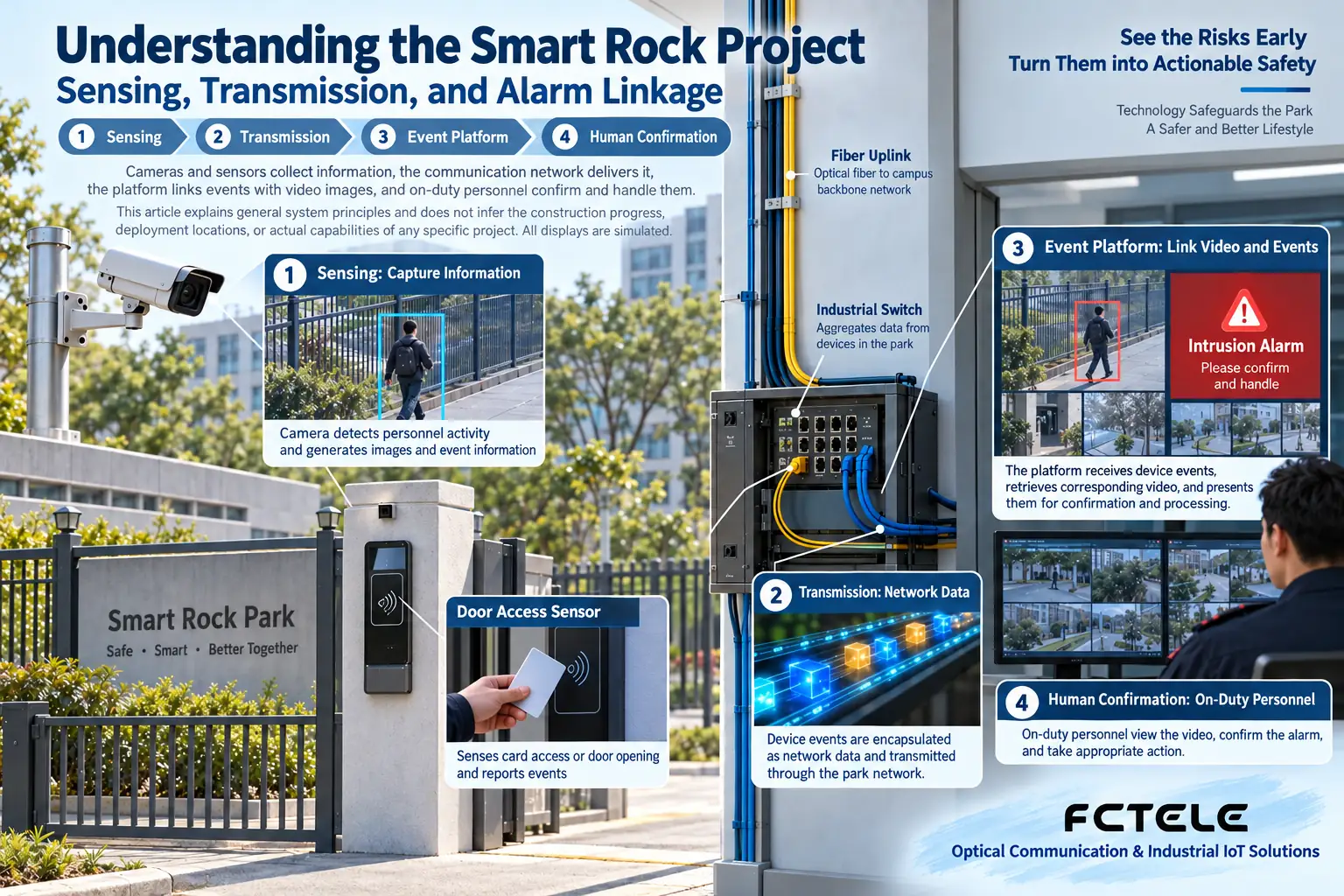 In a general campus scenario, sensing, network transmission, and alarm confirmation each have their own responsibilities, and one device cannot replace the entire information chain.