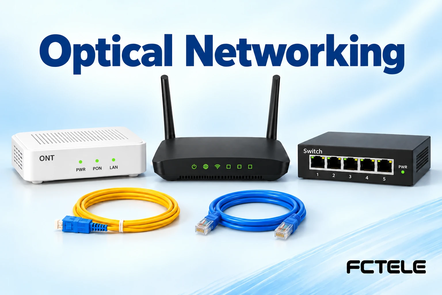 How Optical Modems, Routers, and Switches Divide Work: Access, Routing, and LAN Forwarding
