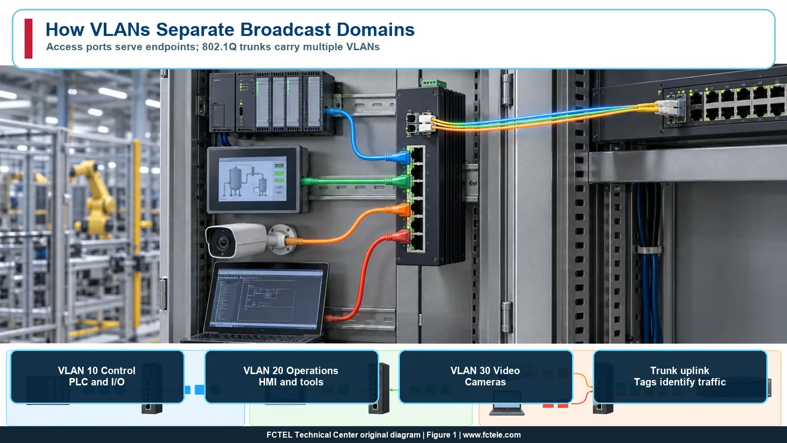 Industrial Switch VLANs: Access, Trunk, PVID, and 802.1Q Tagging